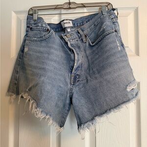 Agolde Light Blue Distressed Jean Shorts